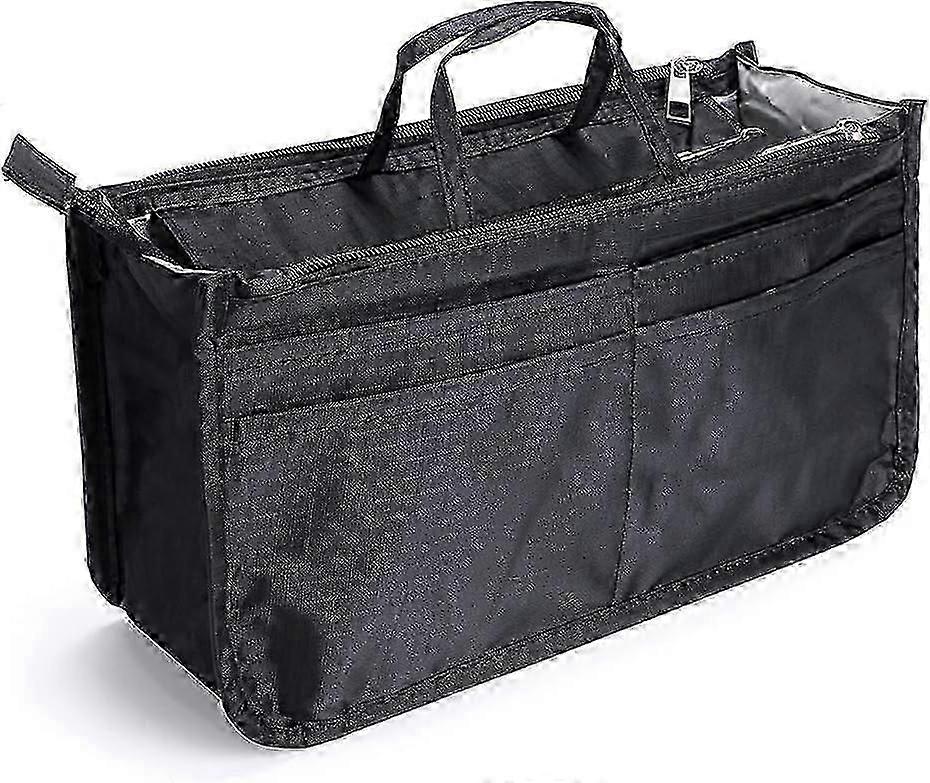 Black Handbag Purse Organizer Insert with Printed Design