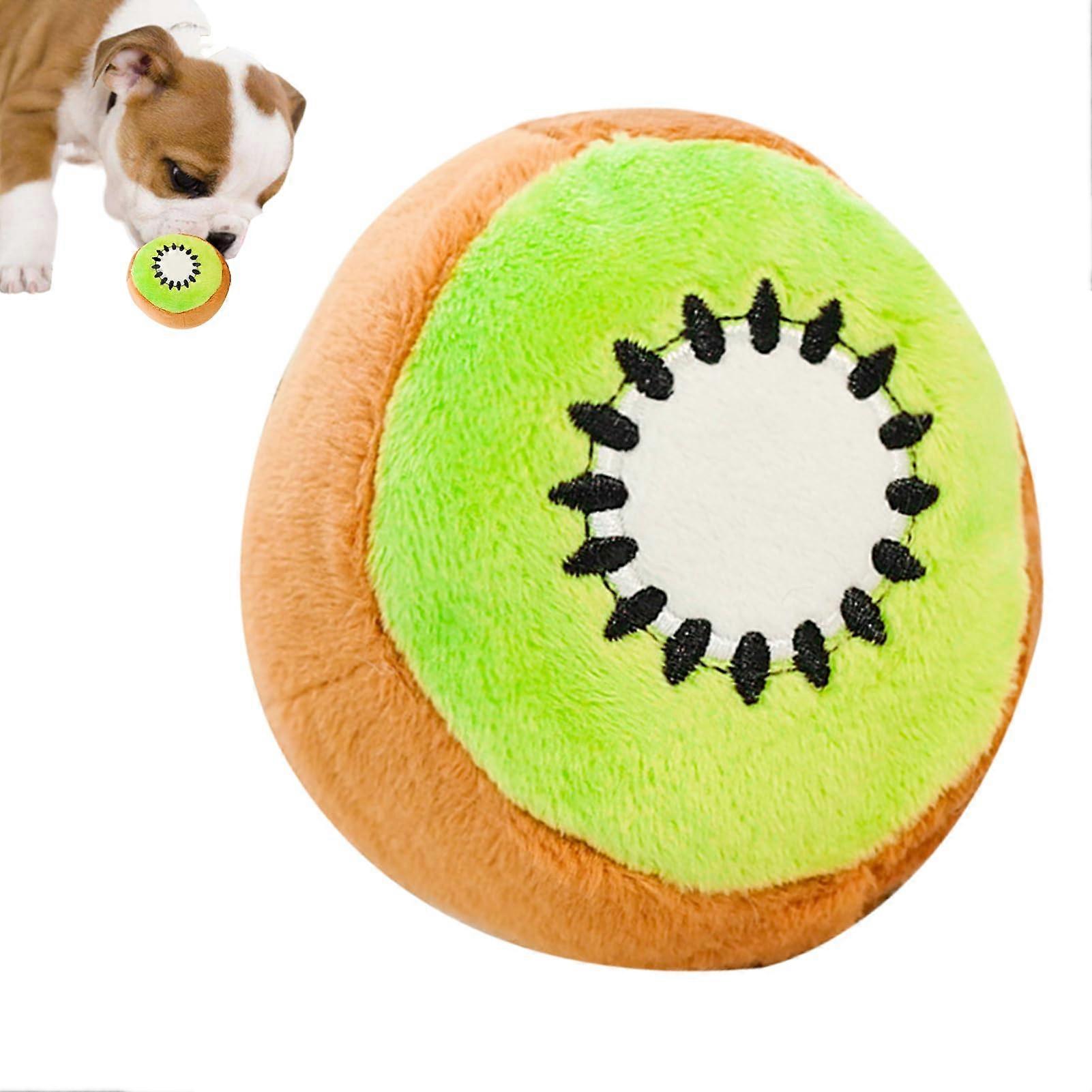 Dog Toys For Aggressive Chewers Soft  With Sound Kiwi Round Fruit Design For Puppy Fetch Teething Training Travel