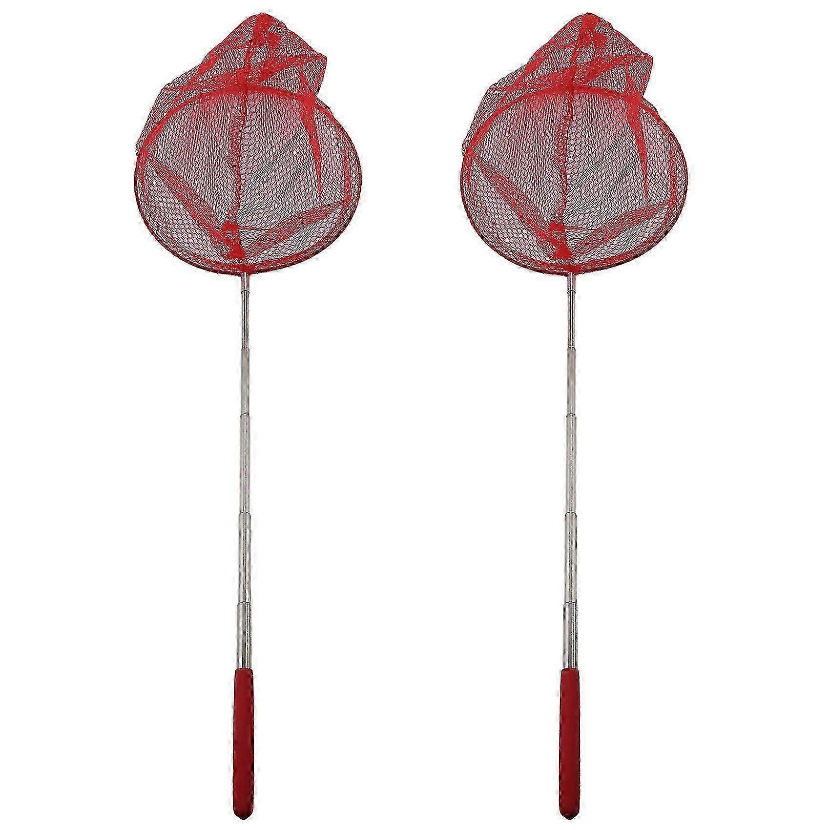 2X Outdoor Catching Catching Butterfly Net Fishing Net Bag Stainless Steel Telescopic Fishing Net T