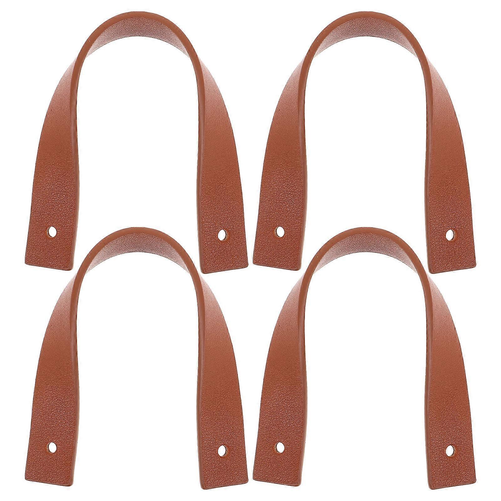 Artificial Belt Hanger for Event Use 4Pcs PU Brown Wall-Mounted Hooks