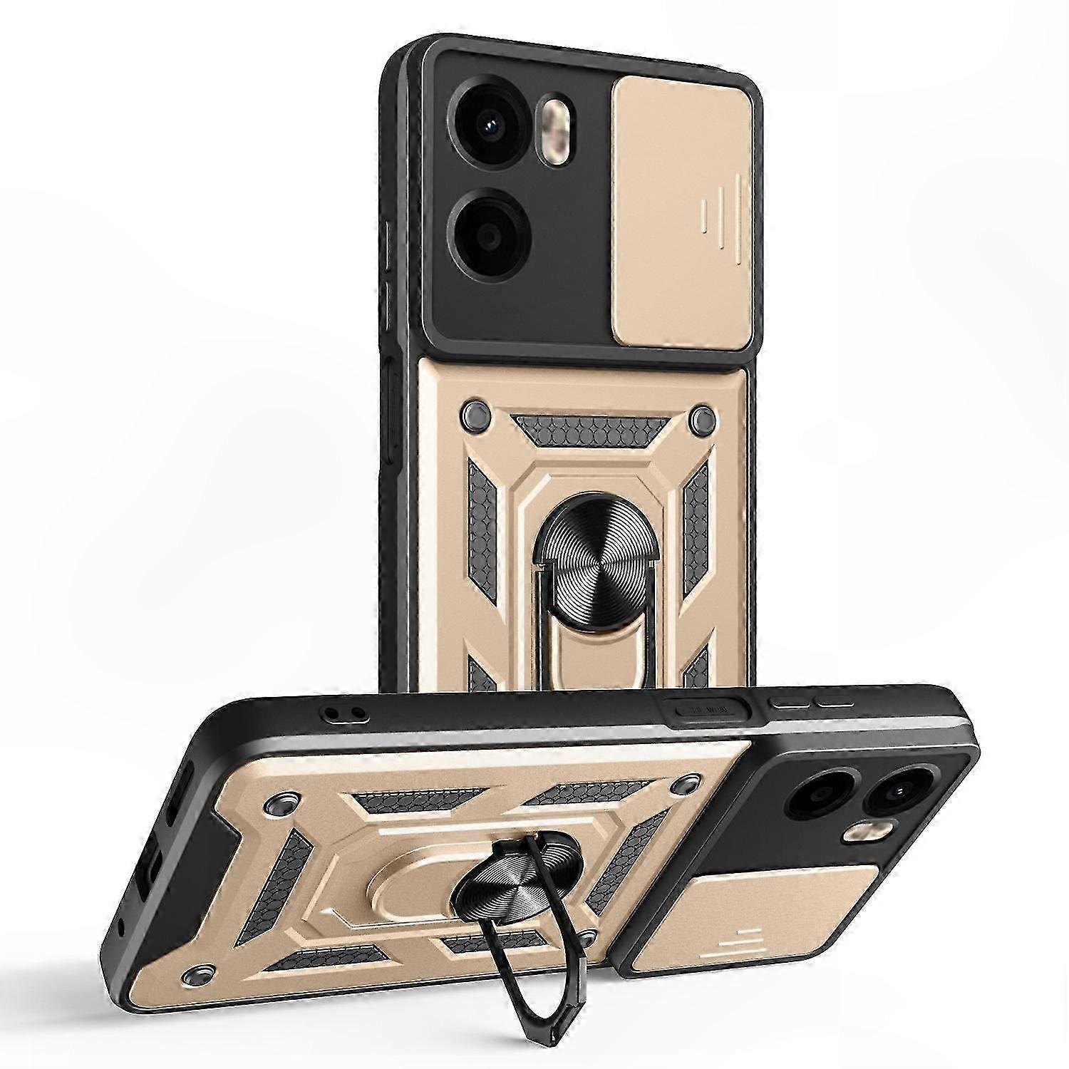 Green PC TPU Kickstand Case with Slide Camera Cover for Moto G05 4G Phone - Protective Shell with Adjustable Stand Feature