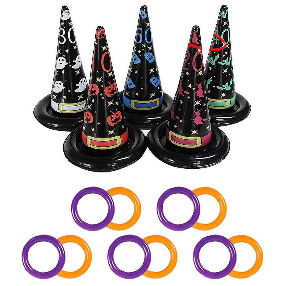 Halloween Toss Ring Inflatable Witch Hat Ring Toss Game for Party 1Set