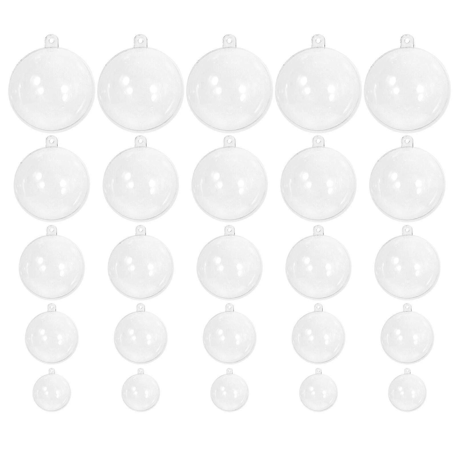 25pcs Transparent Round Fillable Hanging Ornaments Christmas Balls Clear Plastic Fillable Baubles Ball