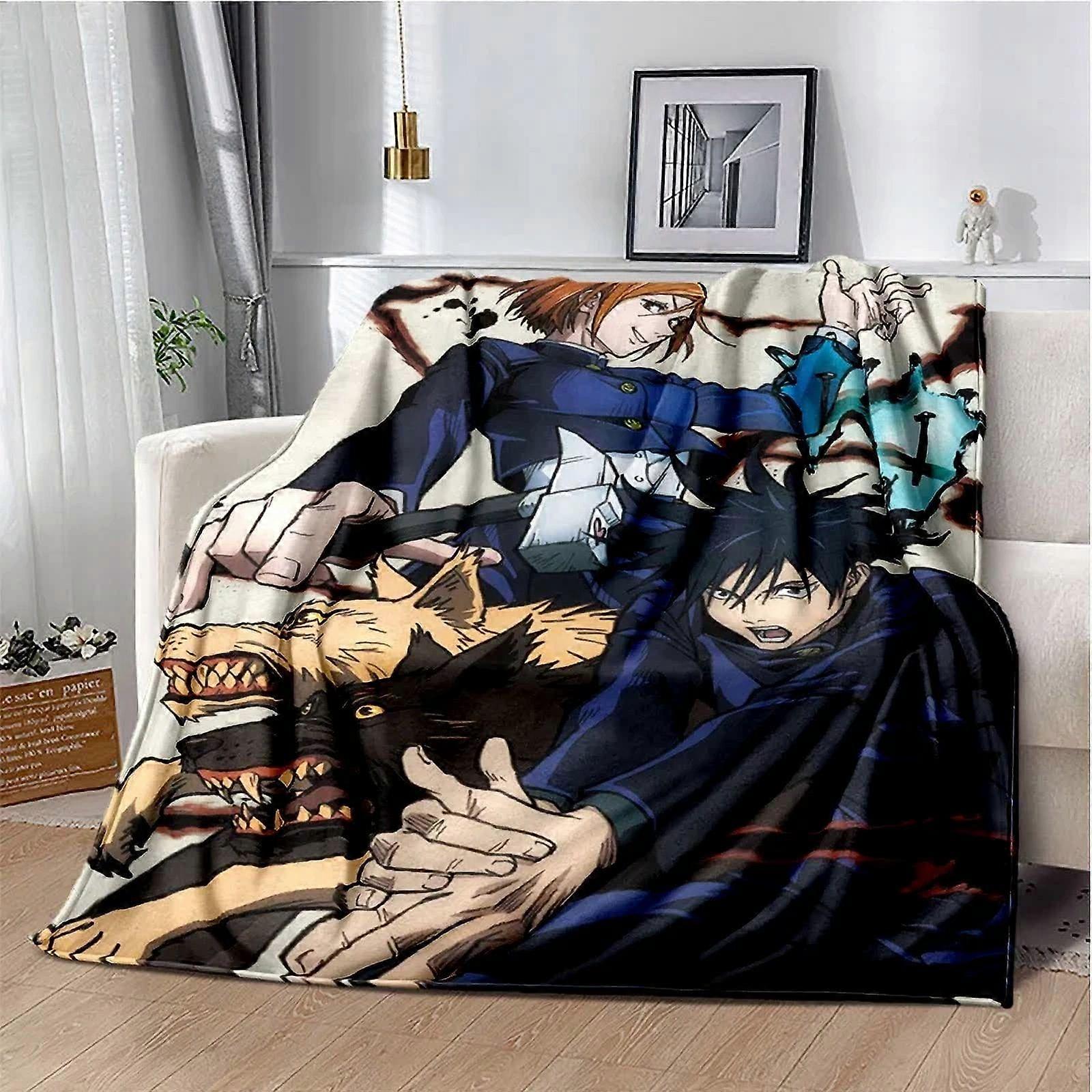 n15 Cartoon Anime Jujutsu Kaisen Throws Blanket Super Soft Featuring Yuji,Megumi,obara and Satoru Gojo Blanket for Travel Beding Bed ju15