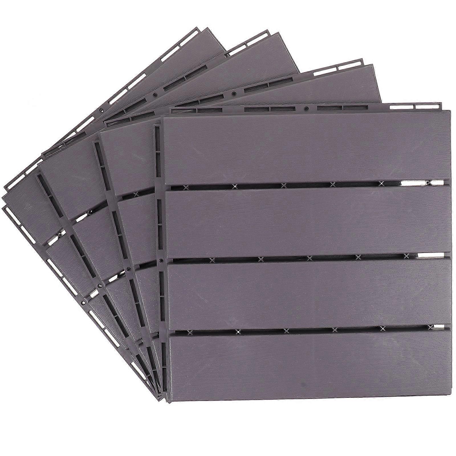 Patio Interlocking Deck Tiles Outdoor Plastic Flooring 4Pcs Set Grey