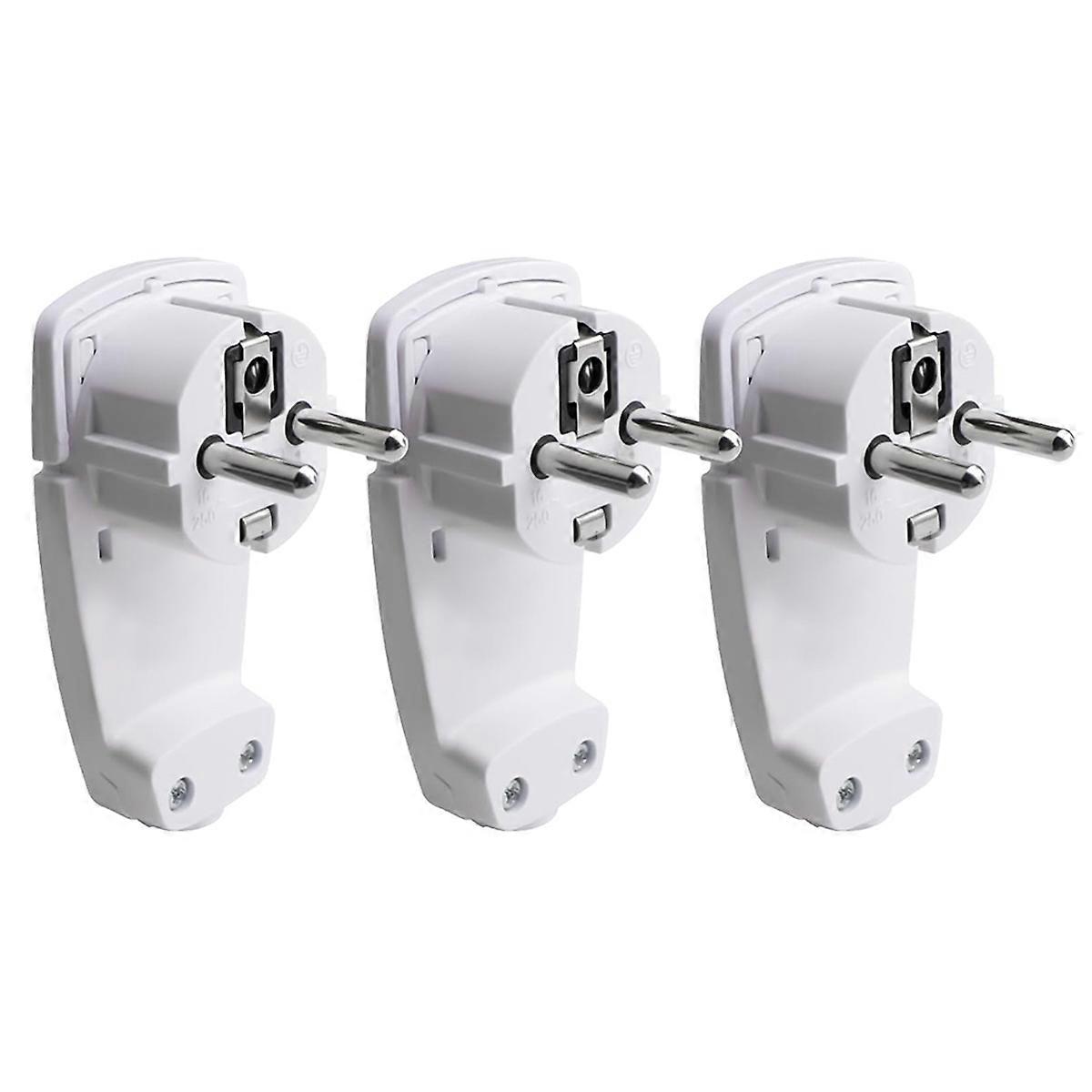 3Pcs Schuko Angled Plug Flat, Schuko Flat Plug 250 V (16 A), EU Plug