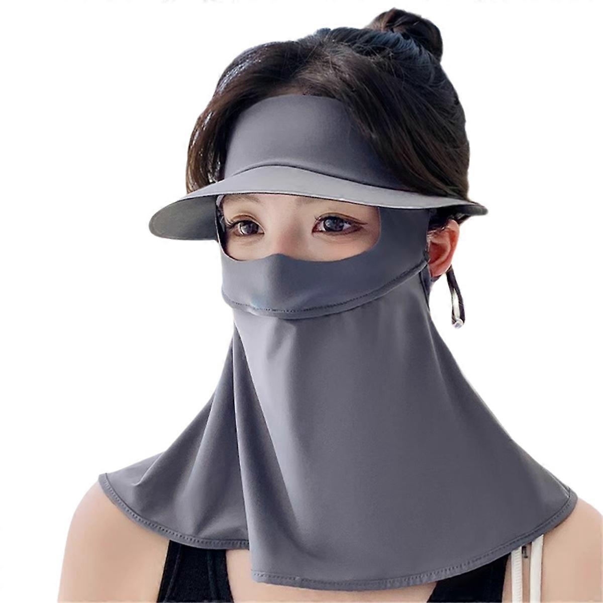 Mocha gray Sun protection mask full face ice silk