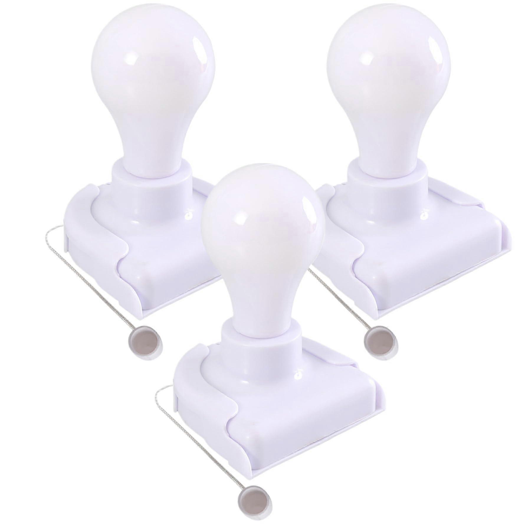 Pull String Light Fixture 3-Pack Wall Mounted Pull Switch Battery-Powered Multipurpose Light Fixtures Bedside Desk