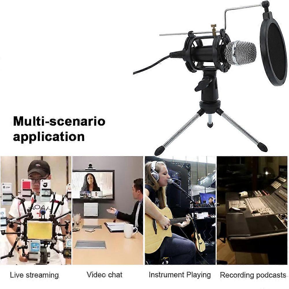 Mini Condenser Microphone - Plug & Play, Dual-Layer Filter, Adjustable Stand, 3.5mm