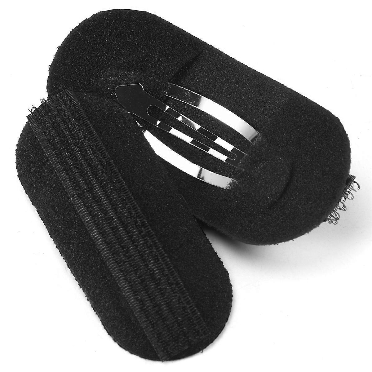  2 Pcs Black Sponge Hair Clip Volume Bumpit Padding Bun 