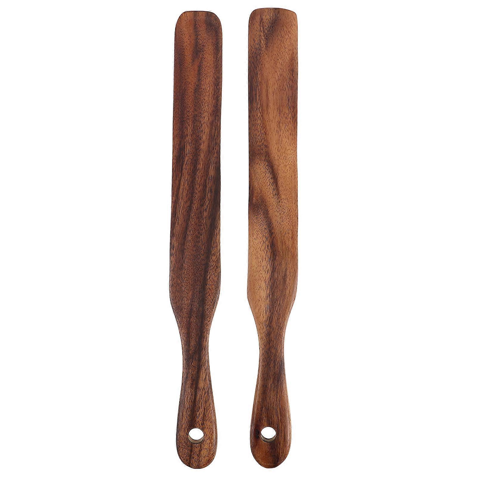 Coffee Wood Spurtles 2Pcs For Baking And Cooking Practical Kitchen Utensil With Hanging Hole