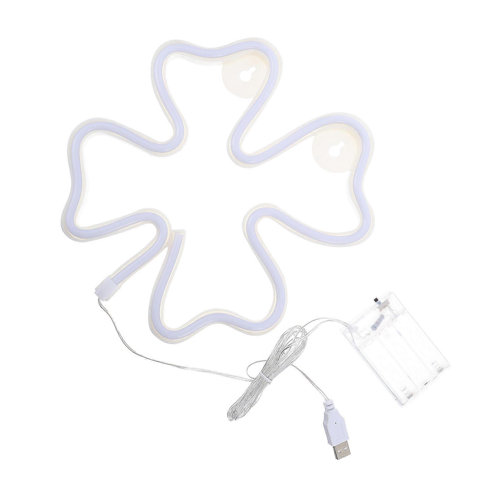 White Four Leaf Clover LED Sign Light for Home Party 3Pcs