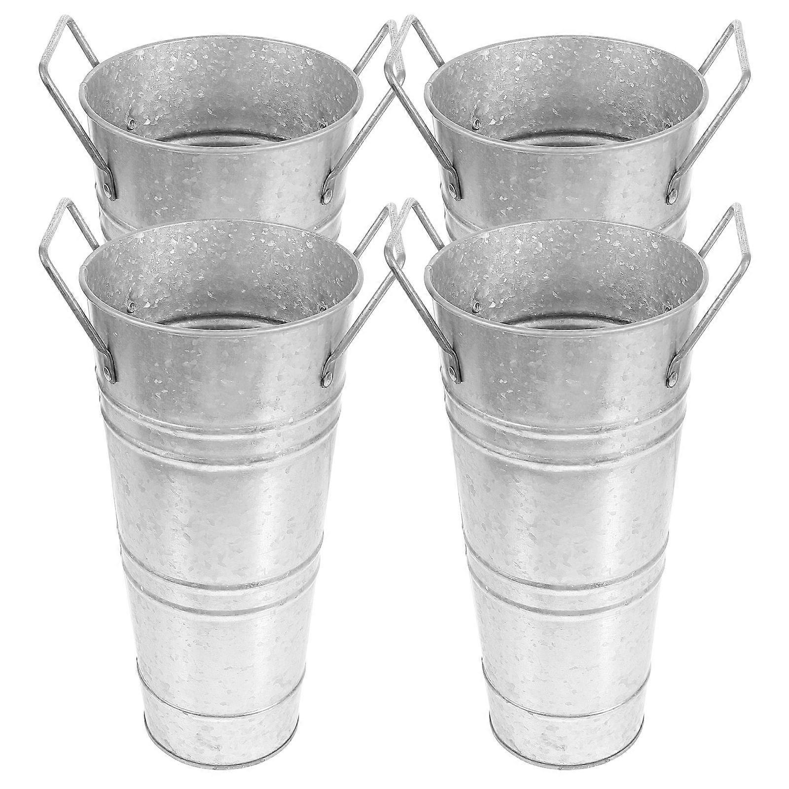 Creative Iron Flower Pot for Planting 12Pcs Silver Metal Container