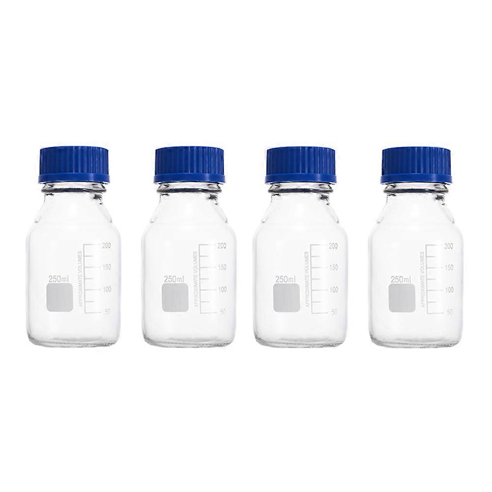 Glass Reagent Bottle Transparent Vial for Storage 4Pcs Clear Sample Bottles