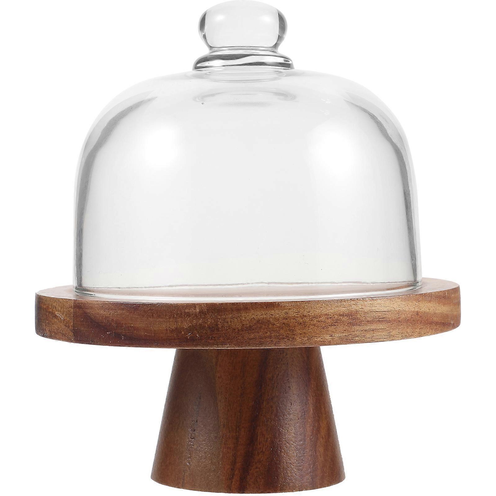 Glass Cake Stand for Dessert Display with Dome 2Pcs Serving Tray