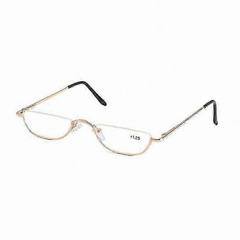 Half-Moon Reading Glasses, Unisex Rimless Design with Spring Hinges, Magnification +1.0 to +4.0