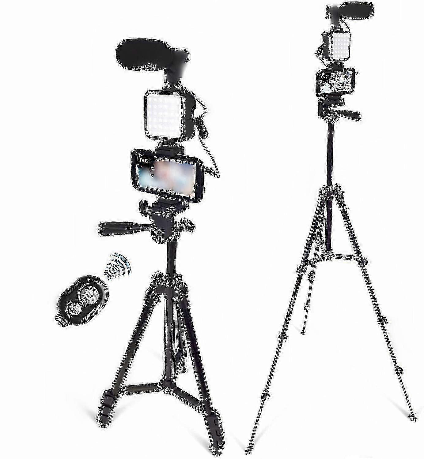 Vlog Camera Phone Kit with Height Adjustable Tripod for Vlogging Video Recording