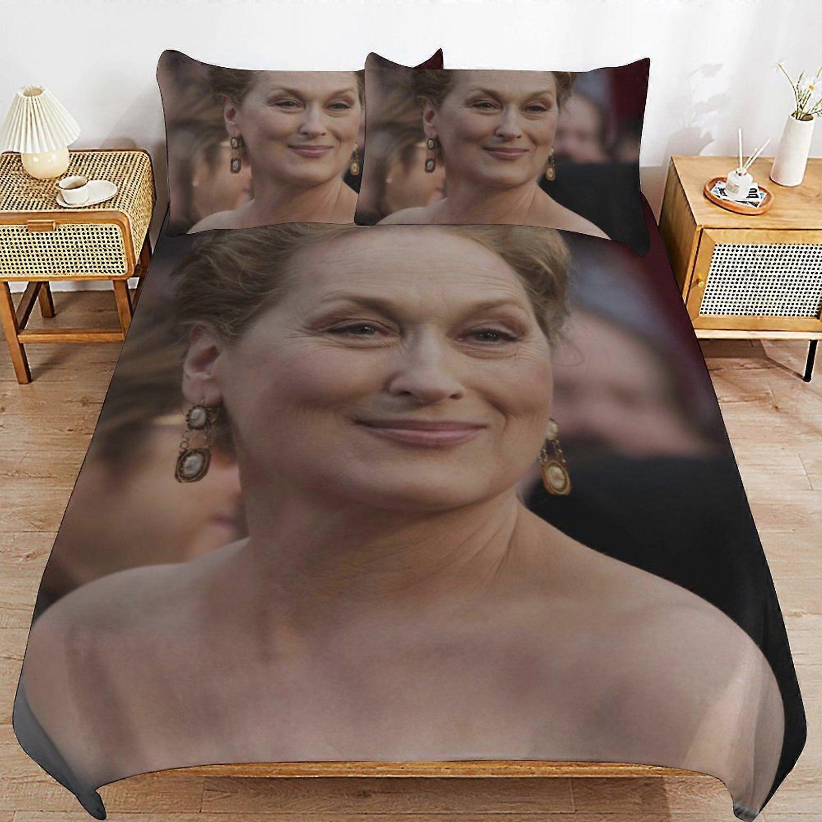 w291 Meryl Streep Wrinkle Free Sleep Upgrade Soft Zipper Closure Premium Duvet Cover Sets with High Thread Count u291