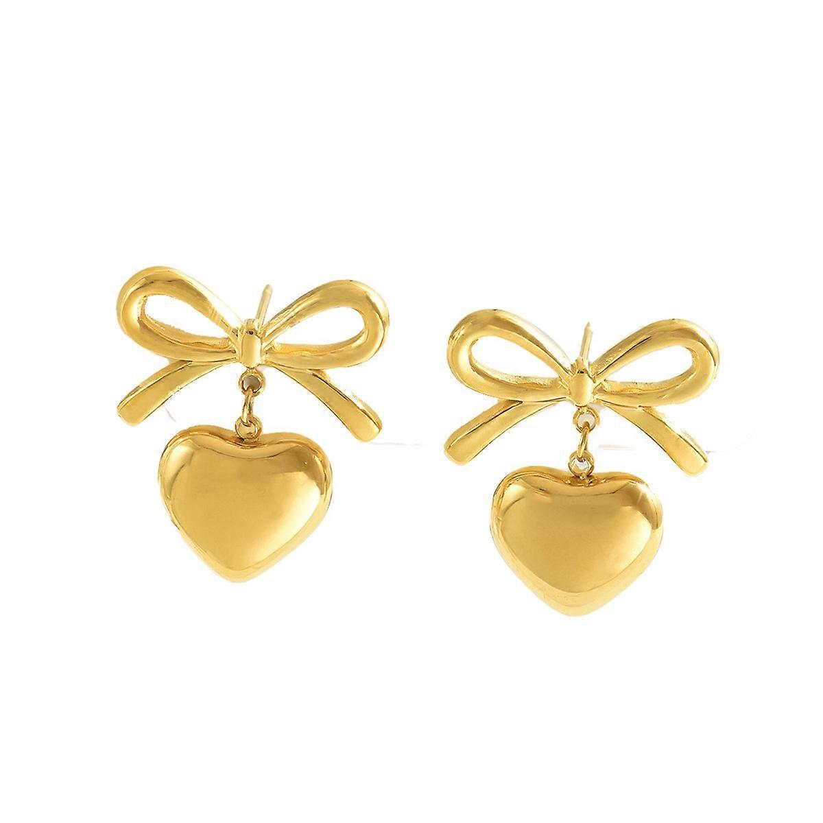 Stud Earrings, Simple Chic Forest-style Heart Elegant Bowknot Preppy Sophisticated Design