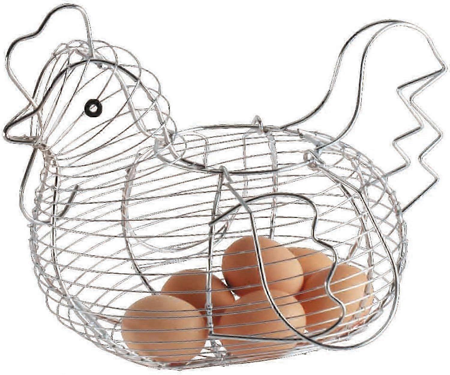 Hen Shaped Chrome Wire Egg Basket