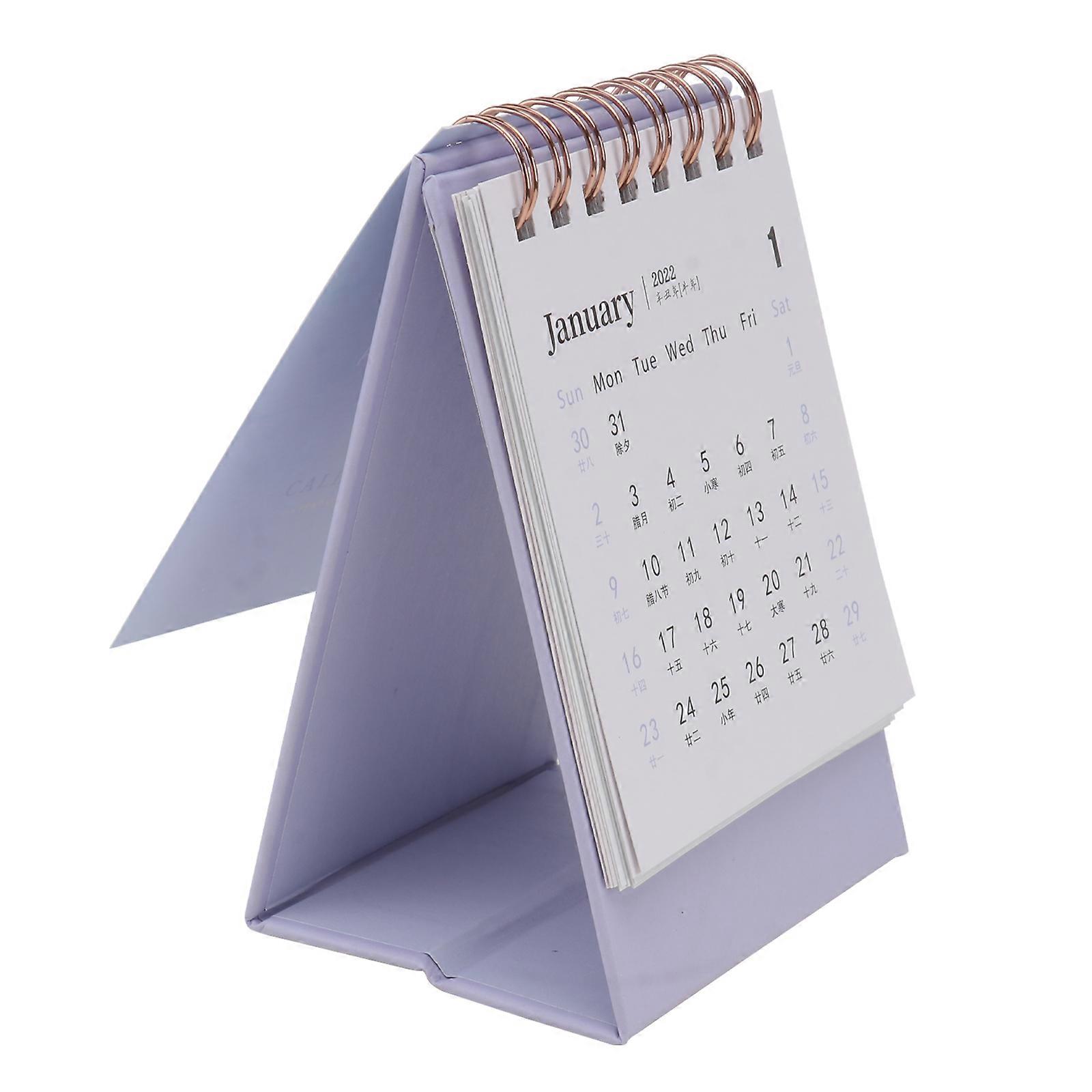Purple 2Pcs Mini Calendar For Home Office School Desk With Date Marking Function And Simple Style