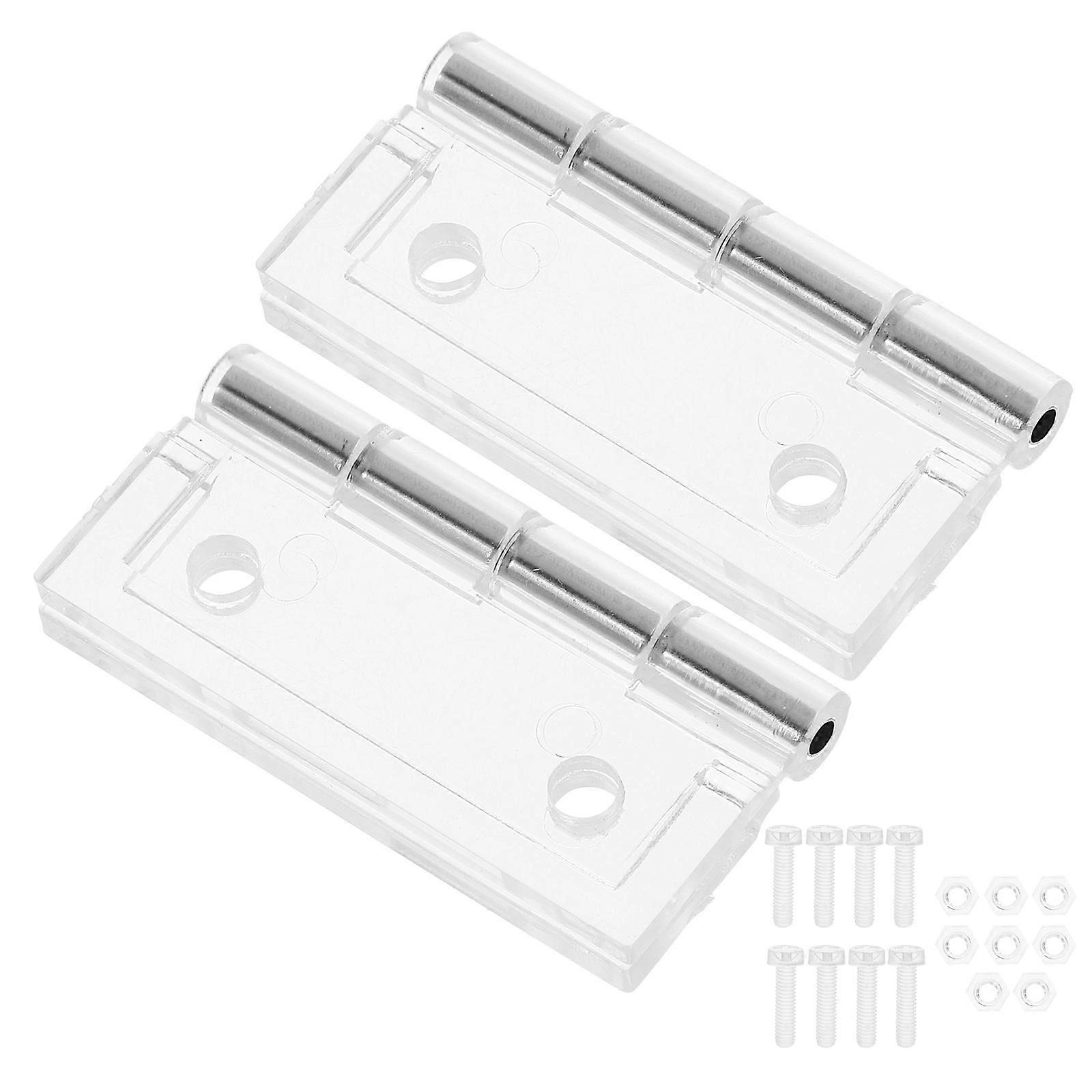 Transparent Acrylic Hinges for Cabinet Folding Use with 10Pcs Screw Plastic Hinges