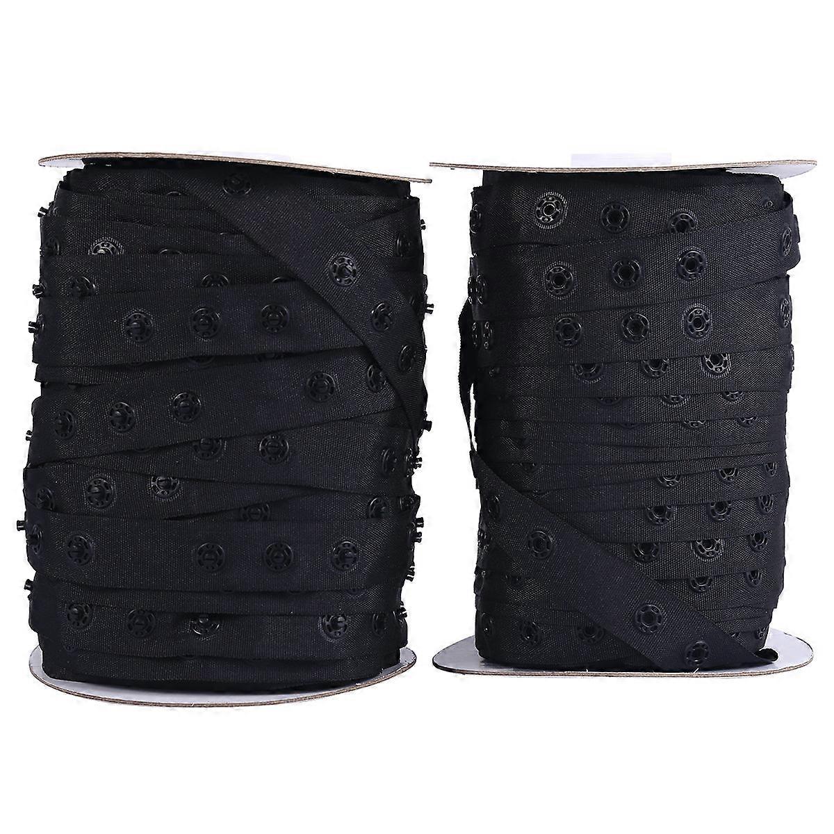 Black Snapper Belt Child Buckle for Clothes 2 Rolls Press Buckle