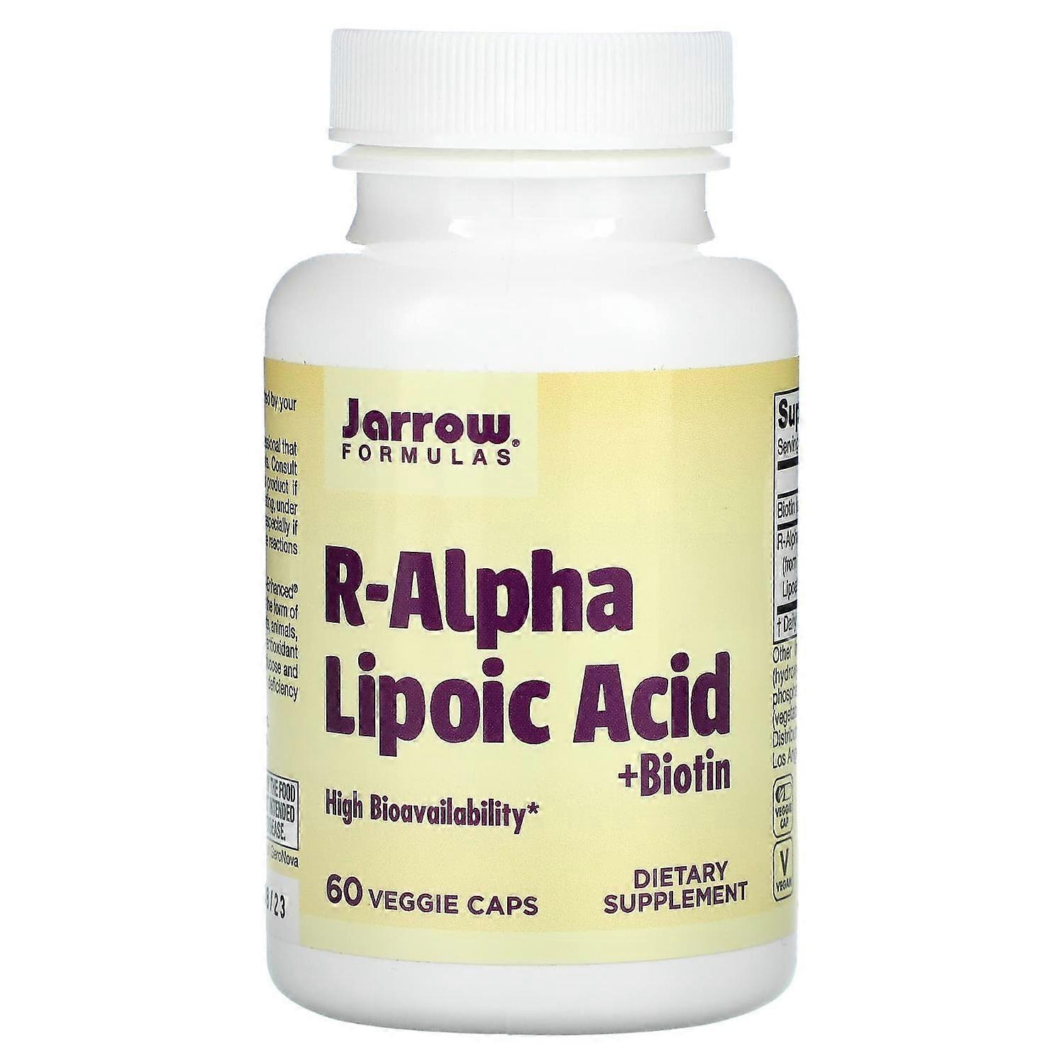 Jarrow Formulas, R-Alpha Lipoic Acid + Biotin, 60 Veggie Caps