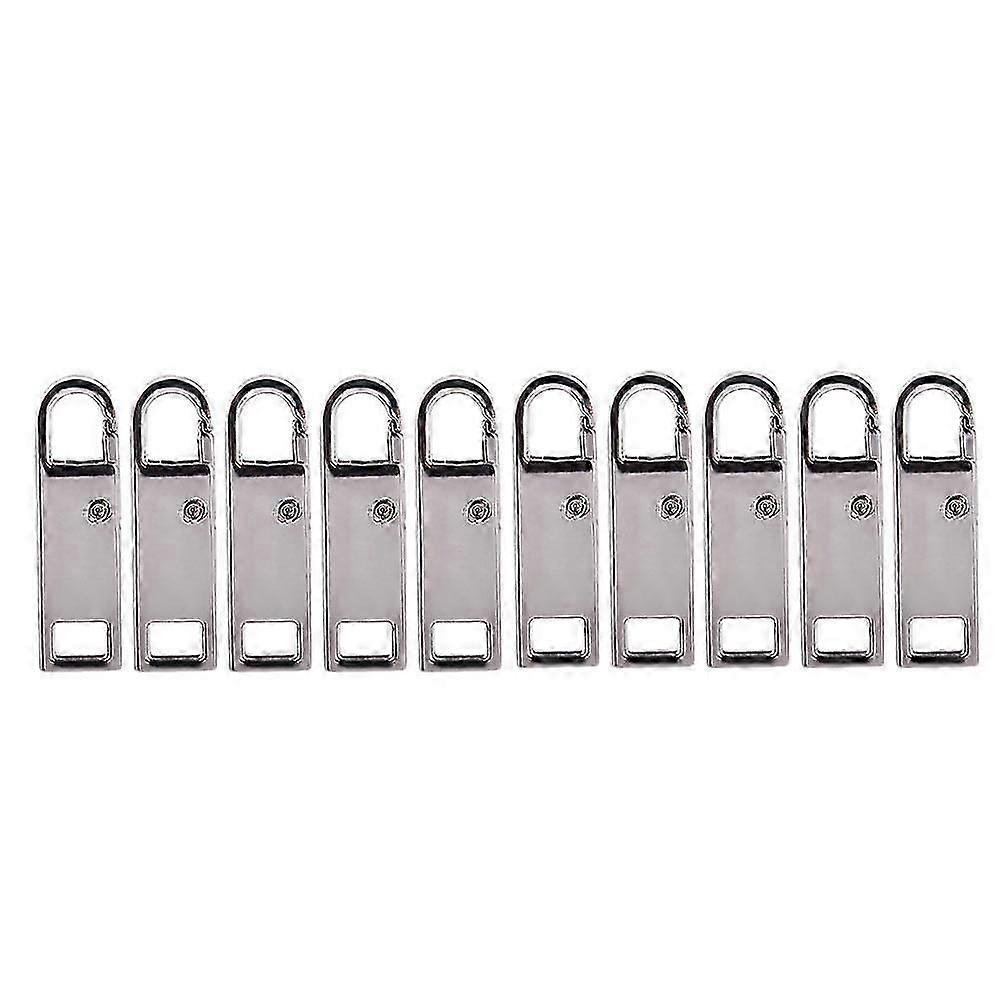 Zipper Pulls Tab Replacement Metal Zipper Puller Rectangular Practical for Backpacks Silver 3X0.86cm 10Pcs