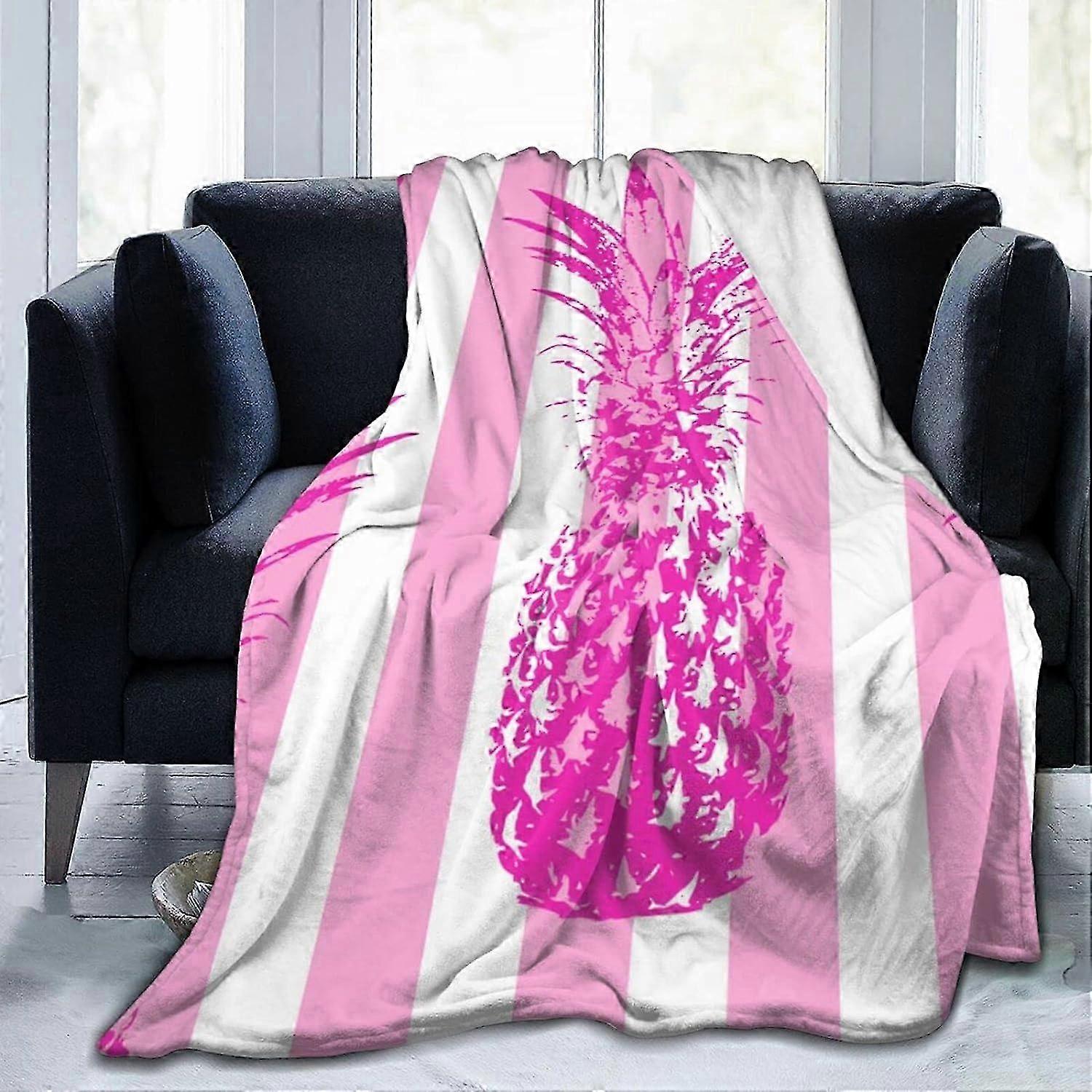 Pines Abstrakt Stribet Fleece Tæppe Ultrabløde Tæpper Let Plys Flannel Tæpper til Sofa 26s