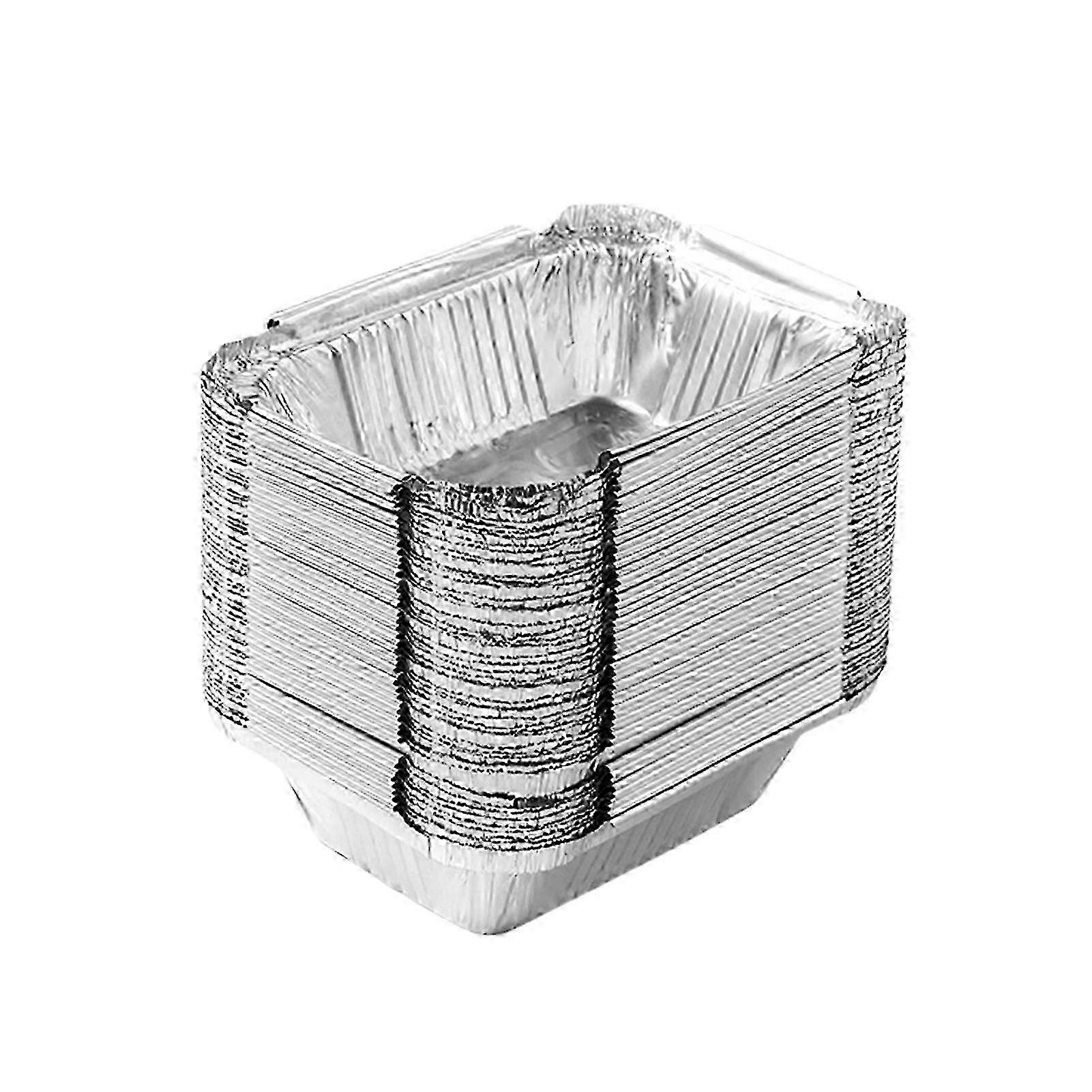 50Pcs Baking Foil Box High-Temperature Resistance Non-Stick Easy Cleaning Waterproof Oil-Proof Paper Liner Multi-use Aluminum Foil Tin Box Disposable