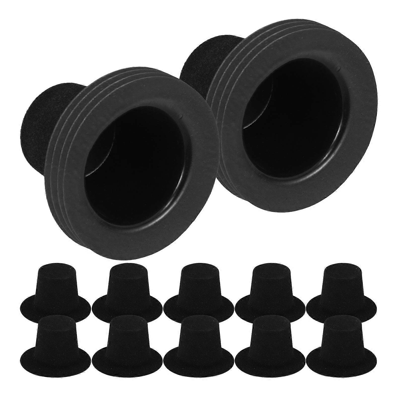 Black Mini Top Hat for Crafts Snowman Hat Decoration 100Pcs Plastic