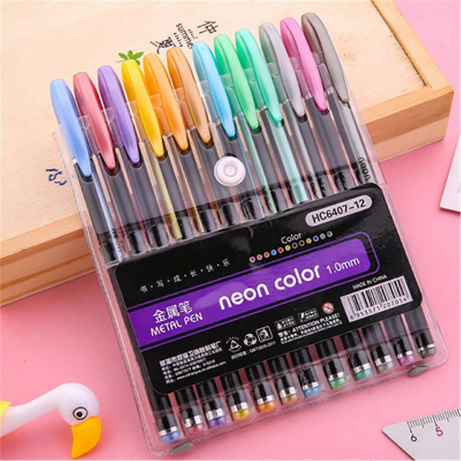 XIUH Pen Flash Pen Fluorescent Marker Pen Marker Pen Student Account Pen Color Neutral Pen 12 Color Set 2ml D