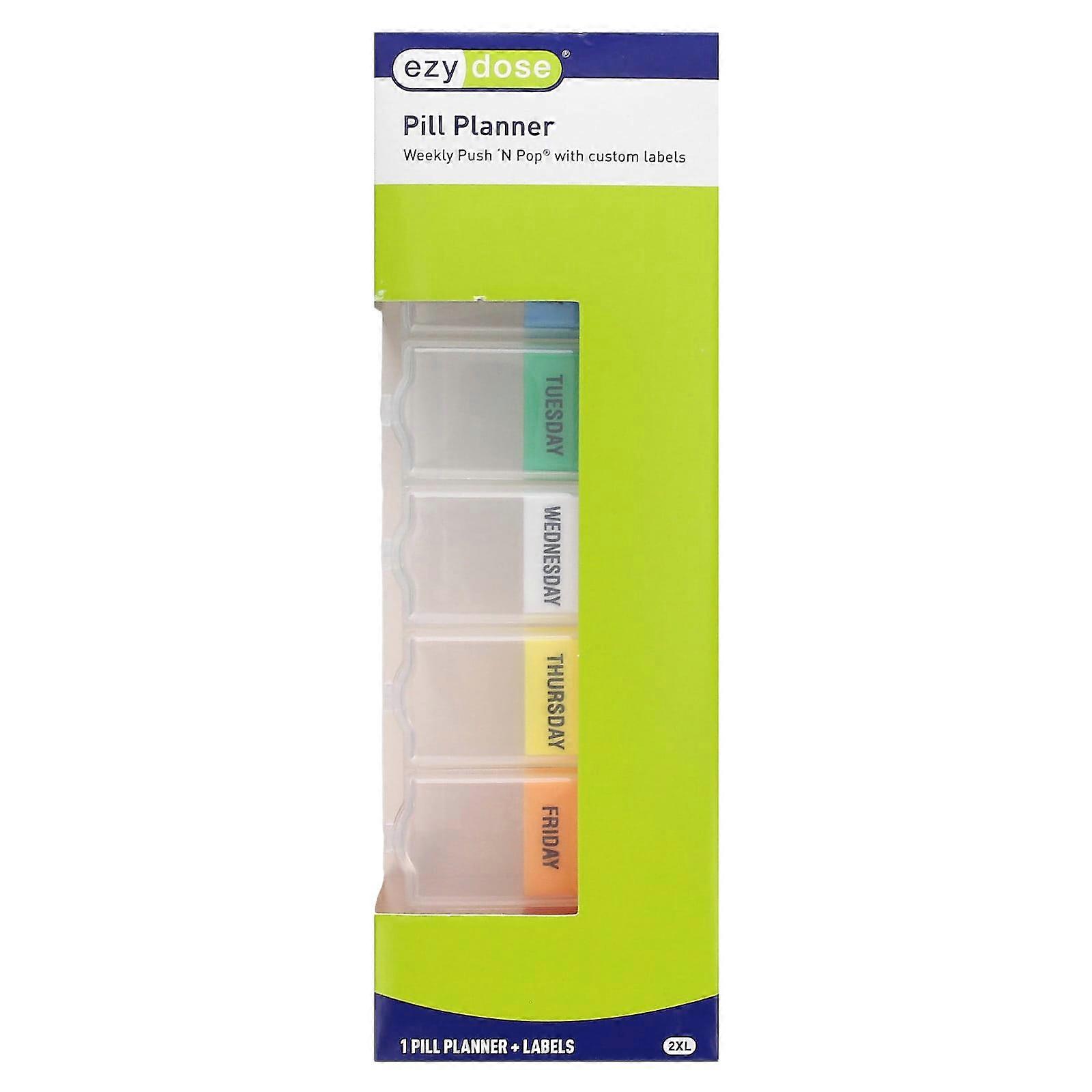 Weekly Push 'N Pop Pill Planner with Labels, 2XL, 1 Count
