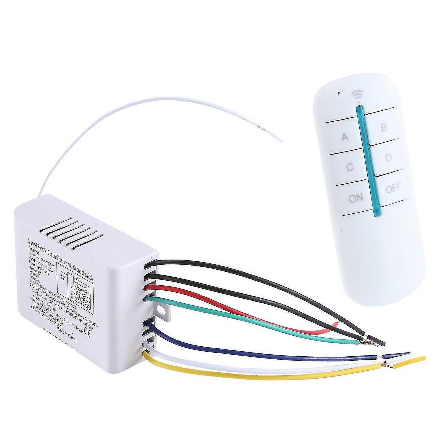 4 Way Light Lamp Digital Wireless Remote Control Switch ON/OFF 220V