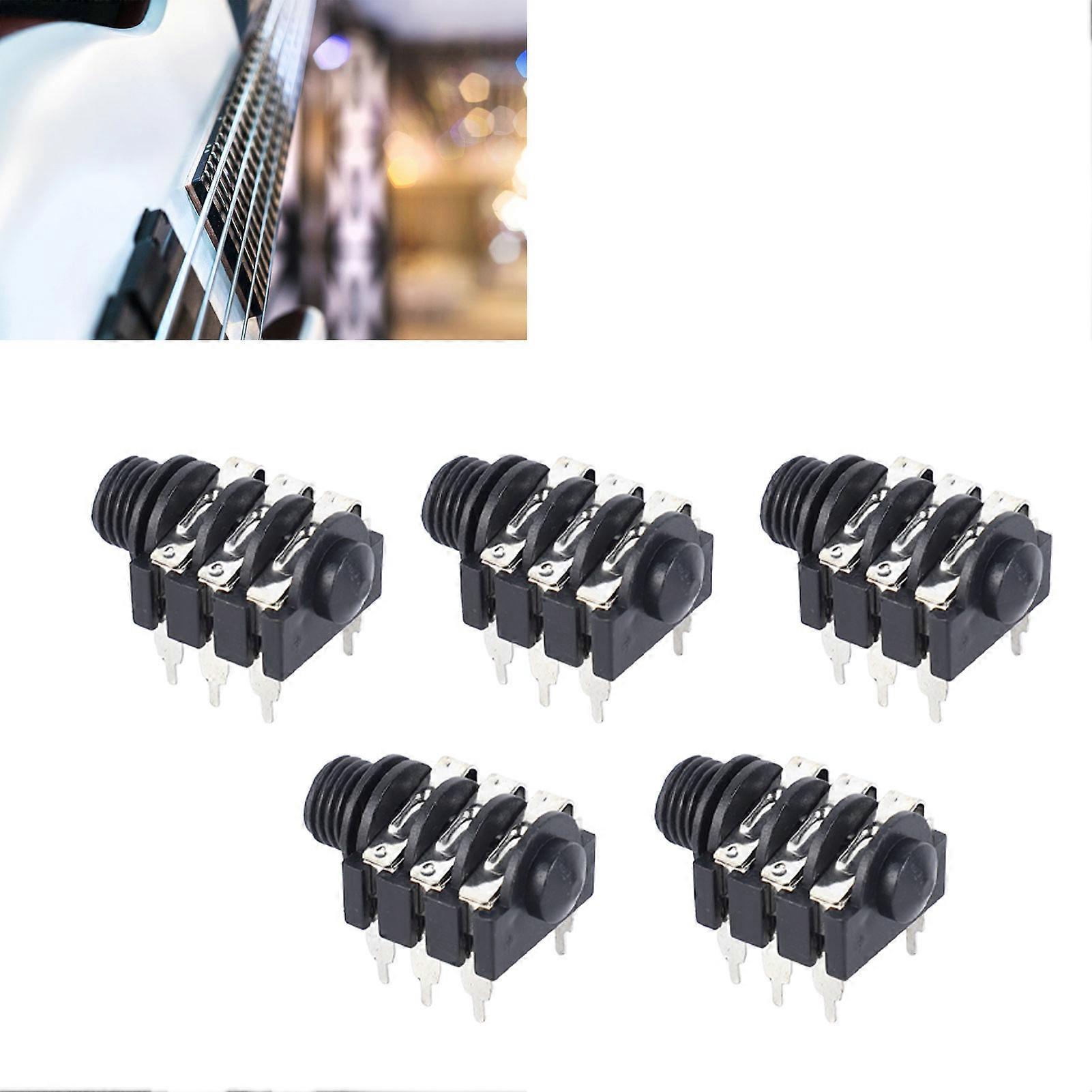 5Pcs 6.35mm Stereo Jack Socket 6P Microphone Connector Plastic