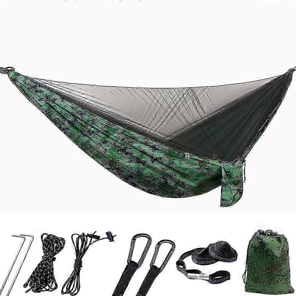 Single and Double Size Nylon Fabric Portable Travel Outdoor Camping Hanging Sleeping Hammock with Mosquito Net