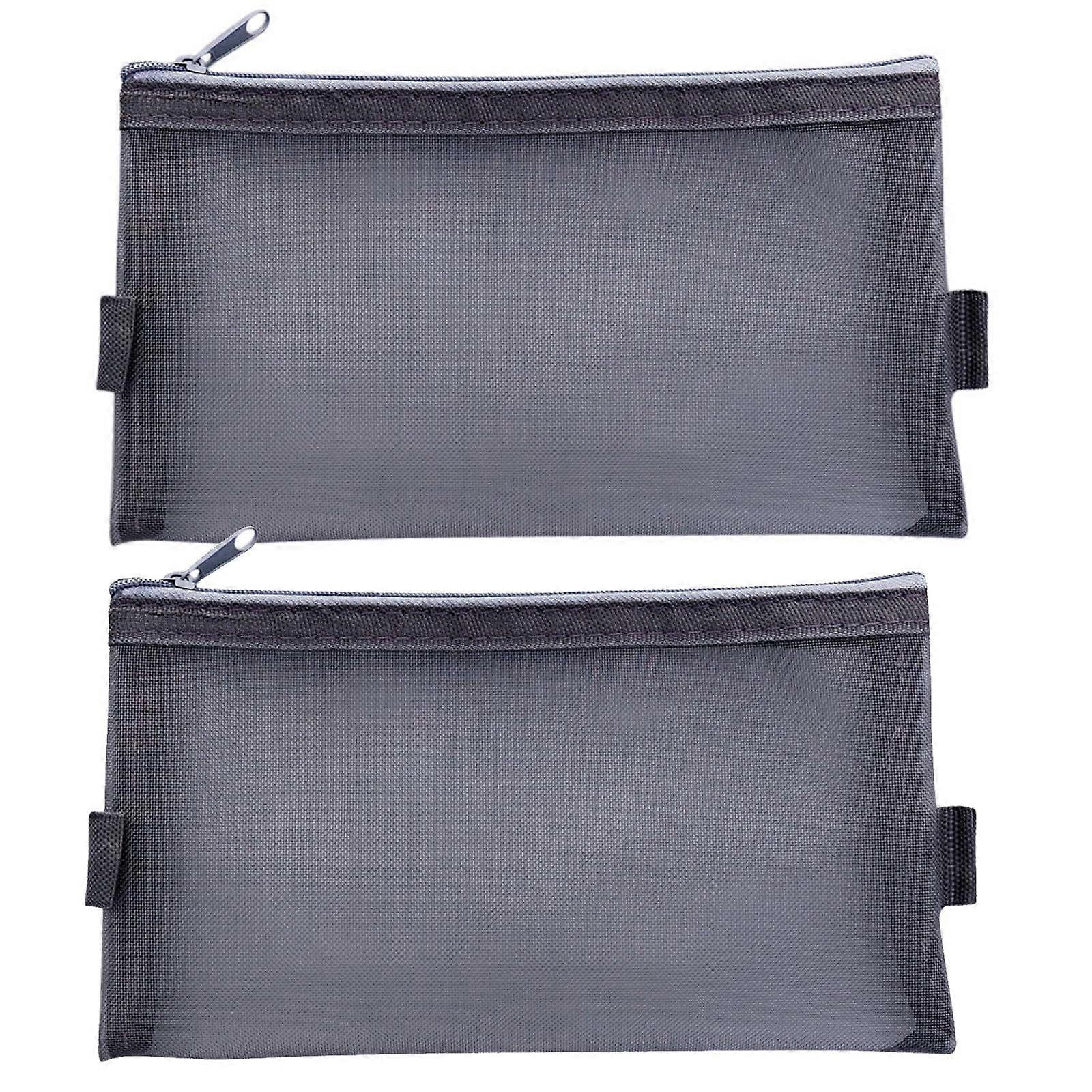 Maxiaoxia 2Pcs Color Mesh Pen Bag, Zipper Net Pencil Case, Transparent Organizer for Stationery, Office, Cosmetics - Compatible with School Supplies