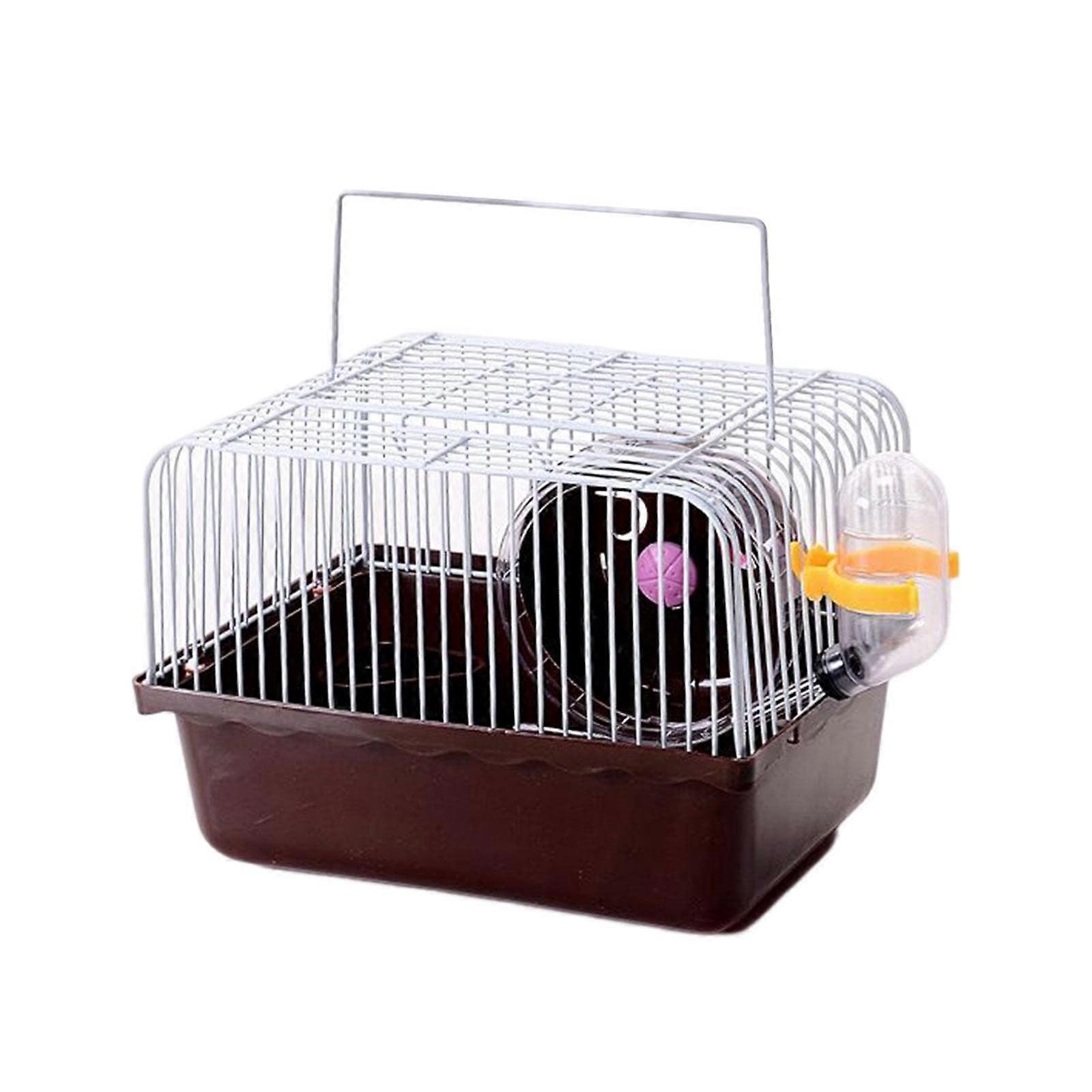 Hamster Cage Small Size With BuiltIn Running Wheel Brown For Hamsters And Small Animals