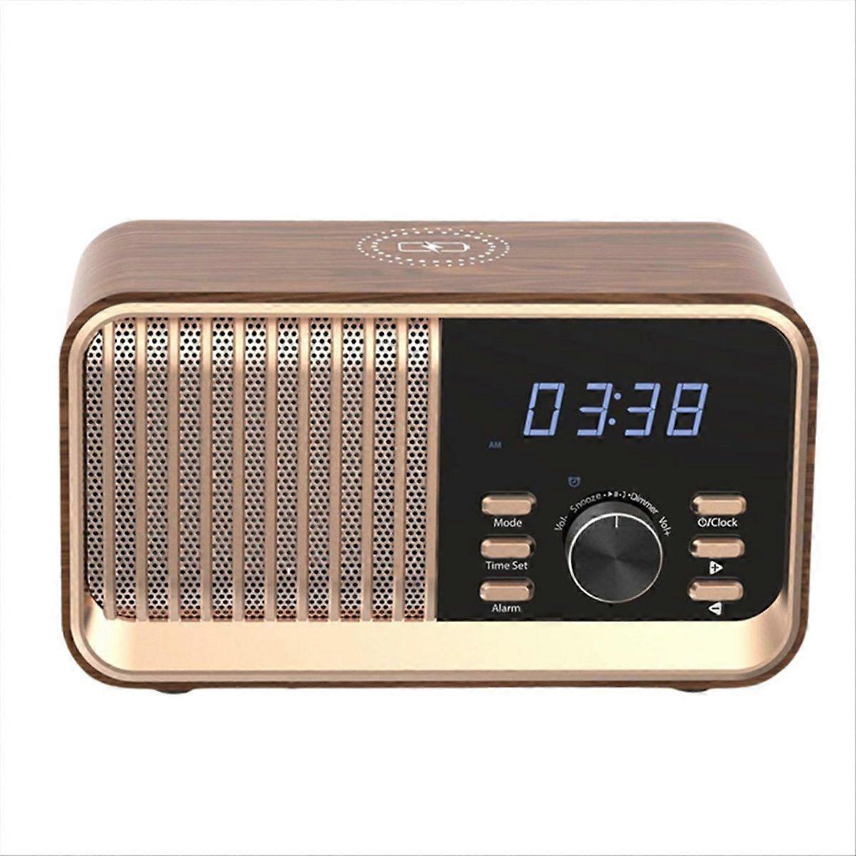 Alarm Clock Radio with Fast Wireless Charging,Bluetooth 5.3/FM Radio/USB Port/TF Card/Aux in,8W Ste