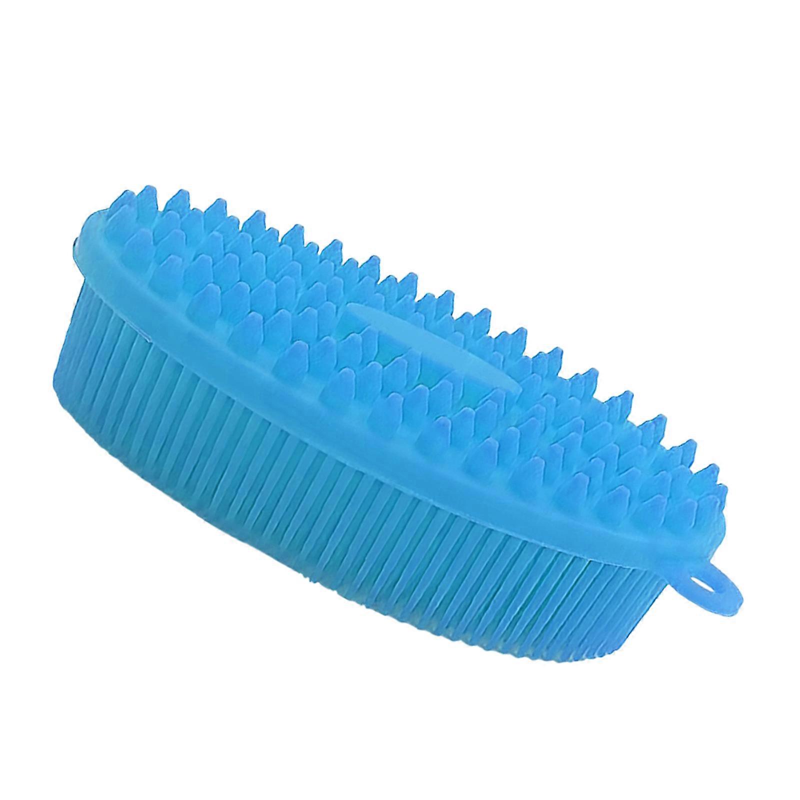 Soft Silicone Bath Brush For Sensitives Skin Gentle Exfoliating Shower Brush With Ergonomic Non Slip Handle  Sky Blue