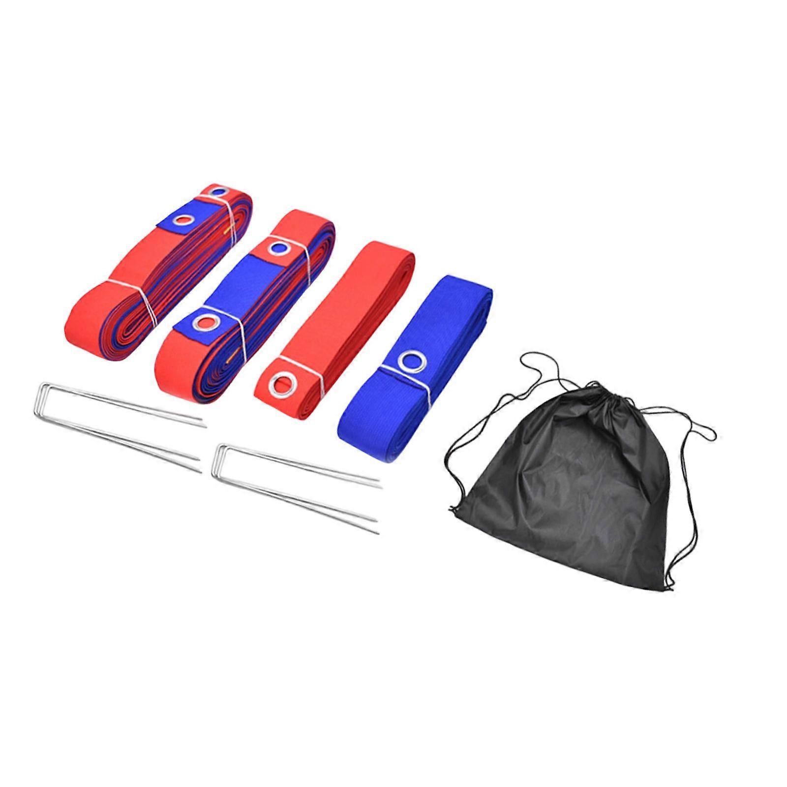Beach Volleyball Line Borderline Portable Line Marking Courts Marker with Ground Nails Outdoor Volleyball Boundaries Line  Red and blue