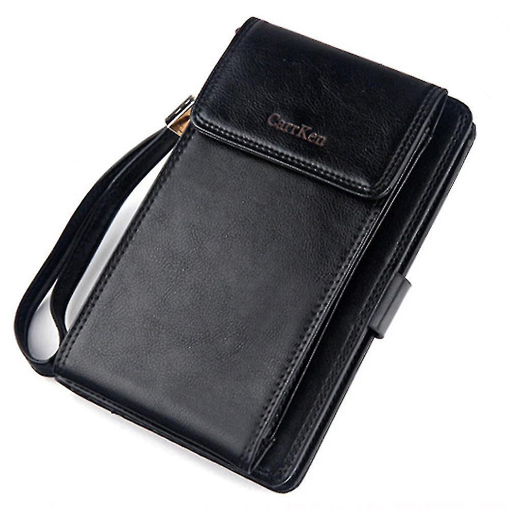 Hair Combs Multifunctional Mid-length Soft Wallet With Hand Strap Black
