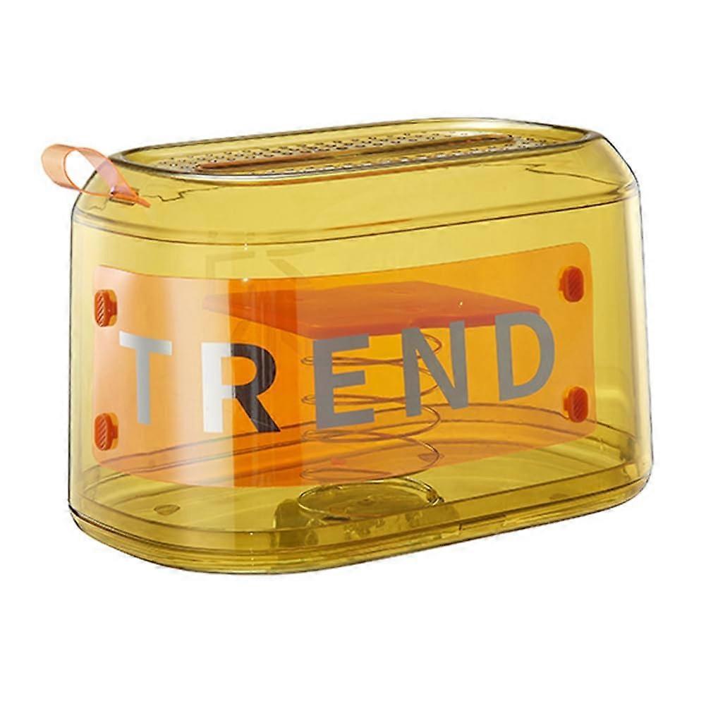 Automatic Lifting Paper Box Desktop Napkin Storage Rack Plastic Yellow Restaurant Table Decor