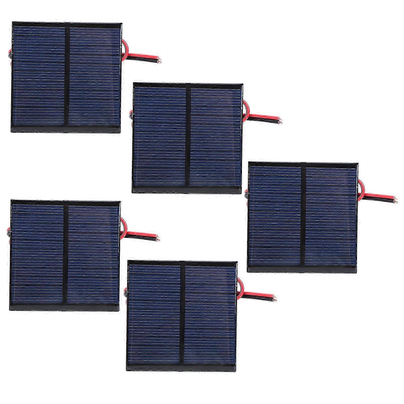 5Pcs Solar Battery Panel Polysilicon Epoxy Module with 30cm Cable DC 5.5V 0.6W Edition 1107