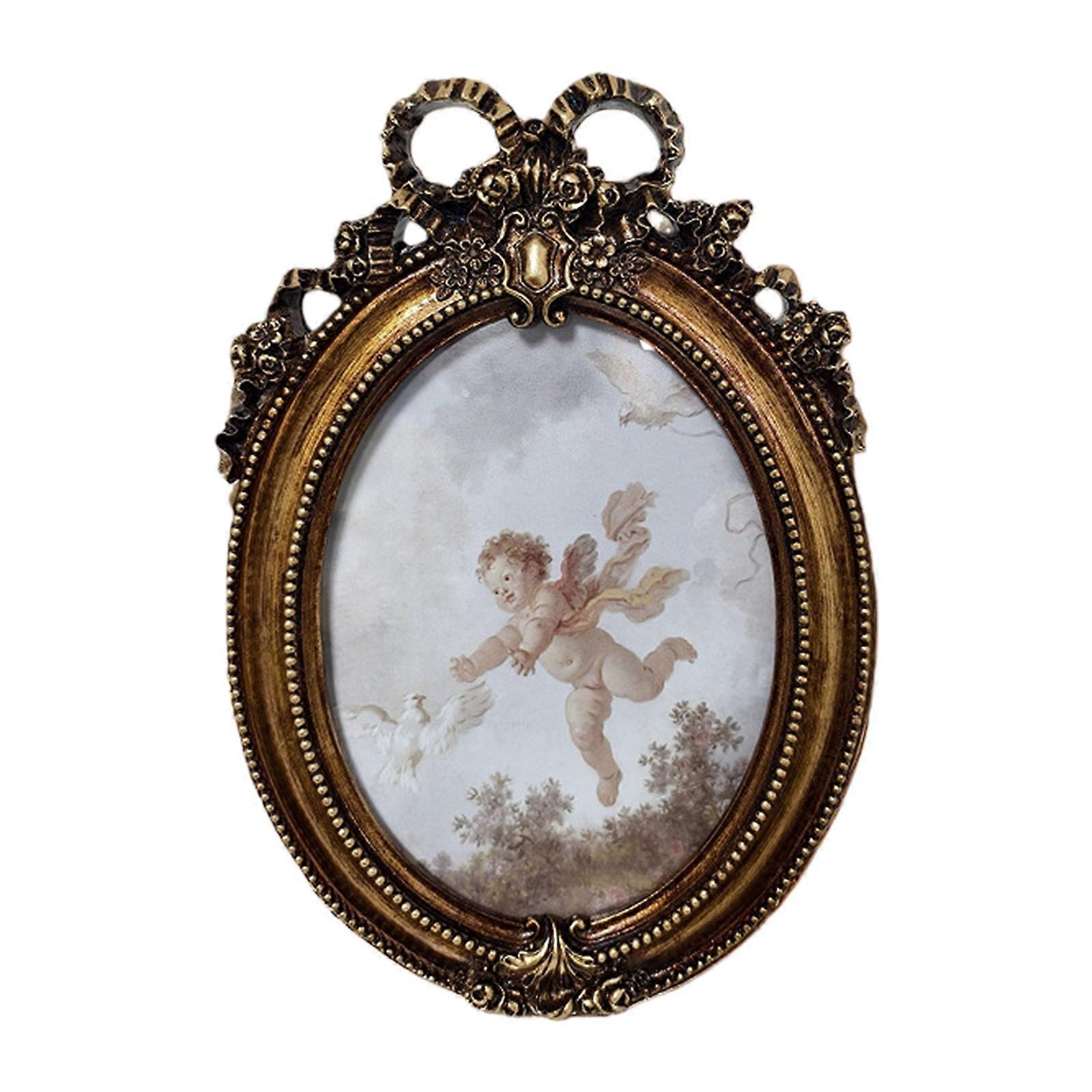 Retro Picture Frame,Mini Antique Ornate Photo Frame for Tabletop Wall Display,Old Fashioned Photo Gallery Art Decors Multicolor