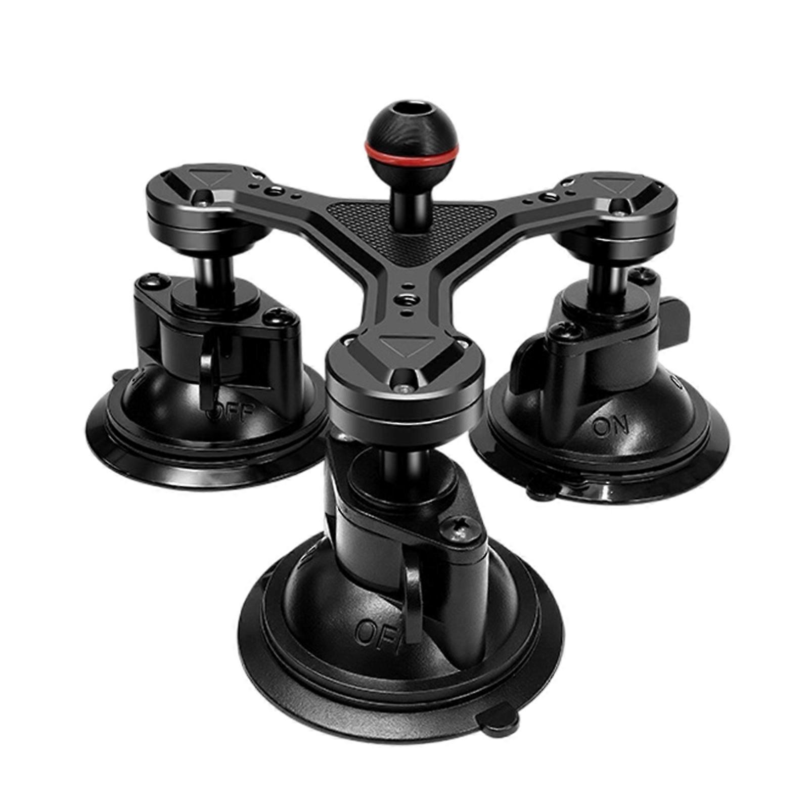 Multiple Angle Adjustable Car Action Camera Triple Suction Cup Support 360 Degree Tripod Ball Head Mount Multicolor