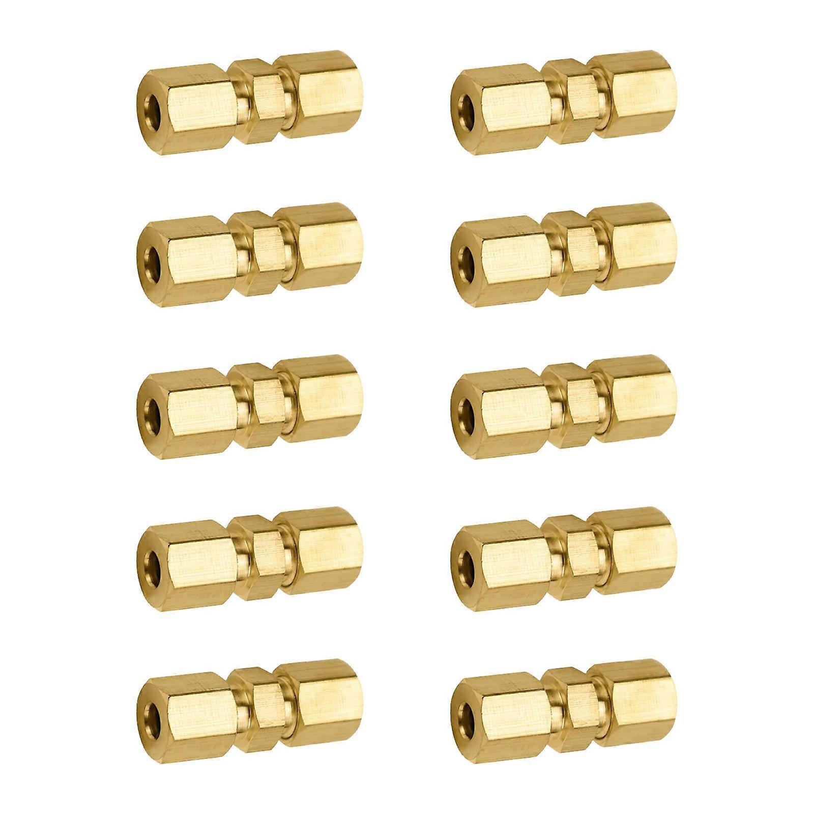 10pc Double End Threaded Brass Brake Line Connectors 4.76mm Flareless Design For Secure Automotive Tubing Installation Multicolor