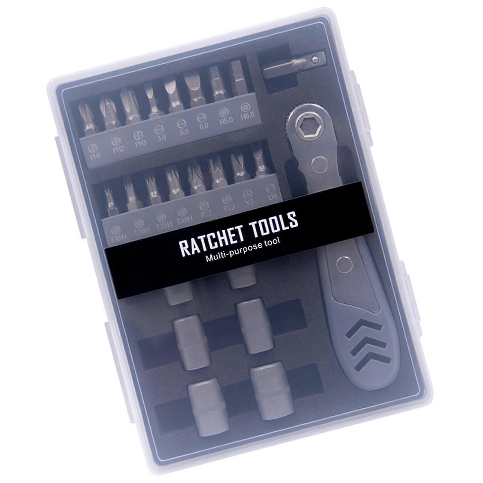 Professional Magnetic Ratchet Screwdriver Kit with Bit Compactly Storage Case Universal Compatibility For DIY Repairs Multicolor