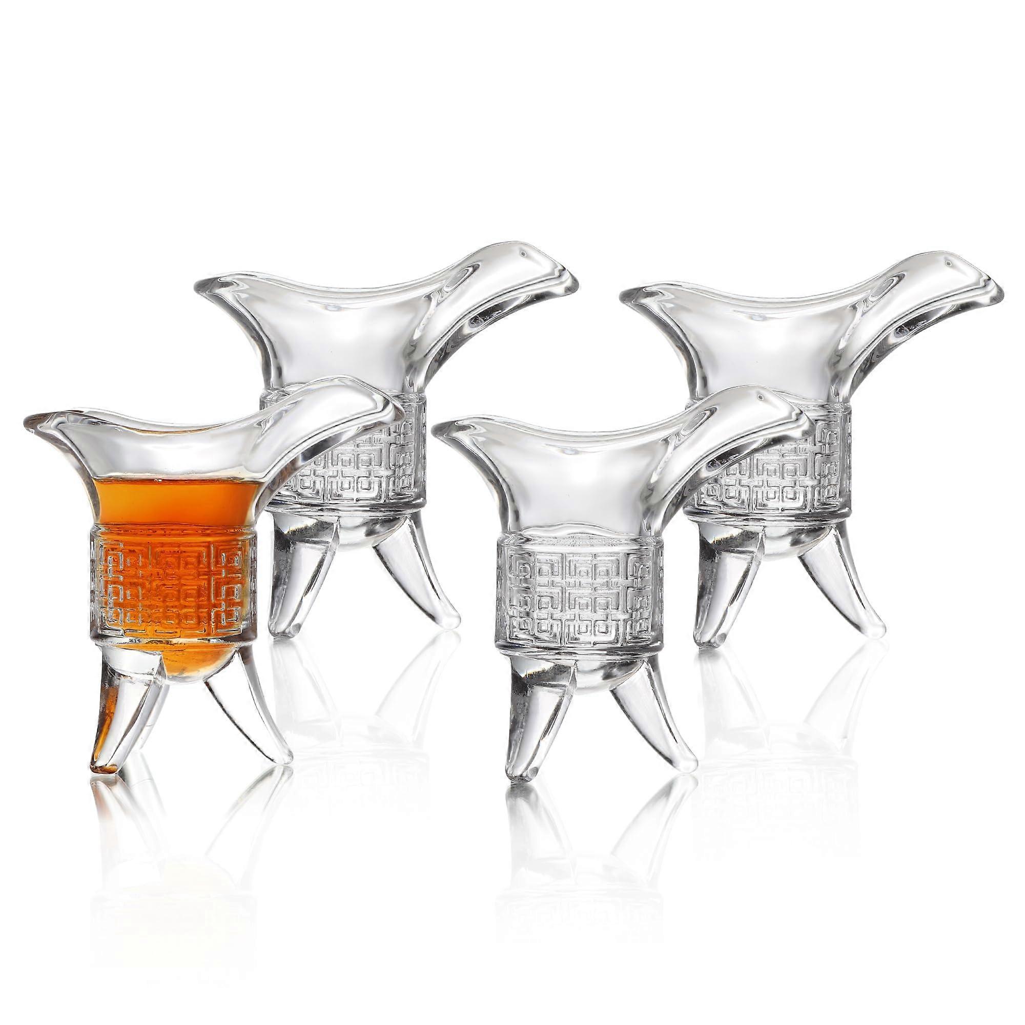 Soju Tequila Shot Glasses Set of 4 – Retro Emperor Style for Whiskey Baijiu Parties Bars